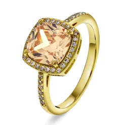 Glow by GullDia – Grace ring i forgylt sølv med champagne farget zirkonia