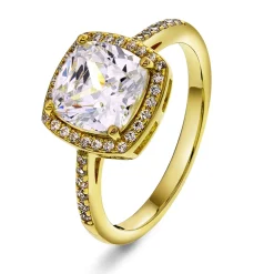 Glow by GullDia – Grace ring i forgylt sølv med blank zirkonia