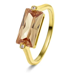 Glow by Gulldia – Kate ring i forgyldt sølv med zirkonia, champagne