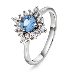 Glow by GullDia – Lily ring i sølv med zirkonia, blå