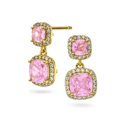 Glow by Gulldia – Macy ørepynt i forgylt sølv, rosa zirkonia