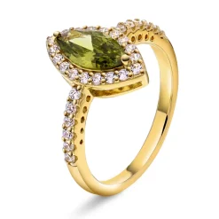 Glow by Gulldia – Rose ring i forgyldt sølv med zirkonia, oliven