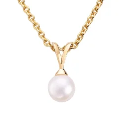 Gold by Frisenberg – Anheng i gult gull med kulturperle, 5,5 – 6 mm