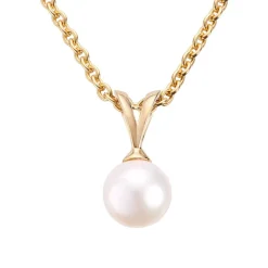 Gold by Frisenberg – Anheng i gult gull med kulturperle, 6-6,5 mm