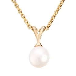 Gold by Frisenberg – Anheng i gult gull med kulturperle, 6,5 – 7 mm
