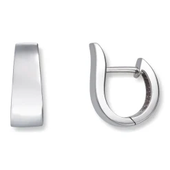 Gold by Frisenberg – Brede, asymmetriske øreringer i polert hvitt gull – 6mm brede
