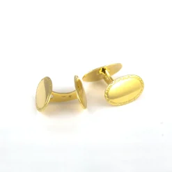Gold by Frisenberg – Doble Mansjettknapper i Gult gull (kan graveres) – Sisselert kant