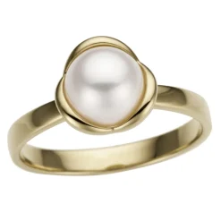 Gold by Frisenberg – Solid ring i gult gull med ferskvannsperle