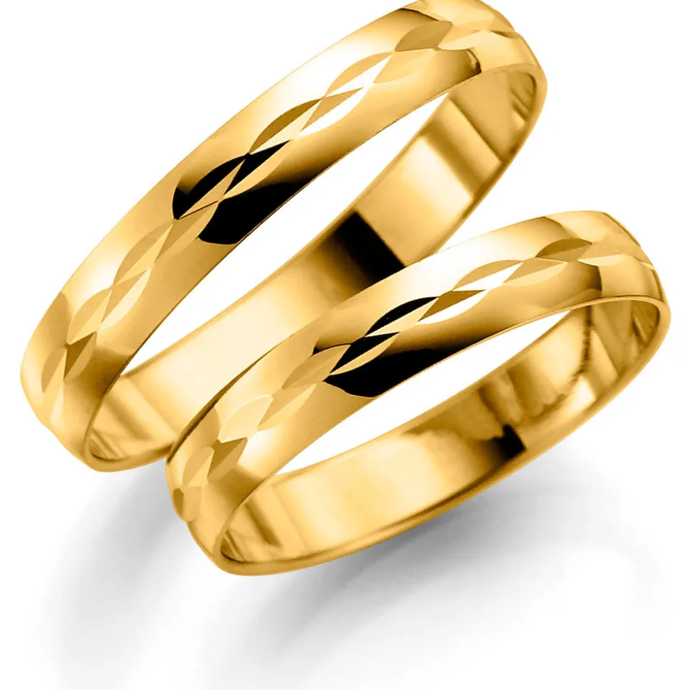 Gult gull ring – 4 mm bredde