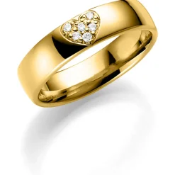 Gult gull ring – 5 mm bredde m/6x 0,01 ct H-SI diamanter