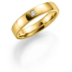 Gult gull ring – 4 mm bredde 1×0,05 ct H/SI