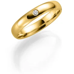 Gult gull ring – 3,5 mm bredde 1×0,03 ct H/SI.