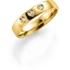 Gult gull ring – 4 mm bredde m/ 3x 0,03 ct H-SI diamanter