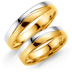 Gult/ hvitt gull ring – 4 mm bredde
