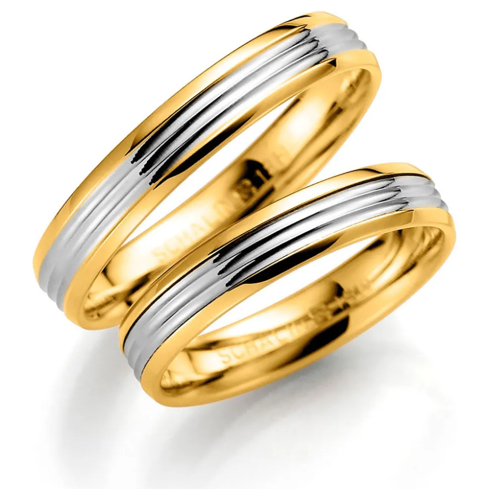Gult/ hvitt gull ring – 4 mm bredde