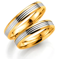Gult/ hvitt gull ring – 5 mm bredde