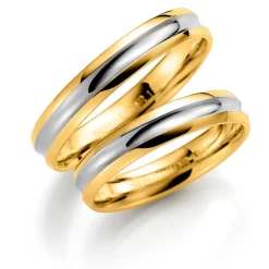 Gult/hvitt gull ring – 4 mm bredde