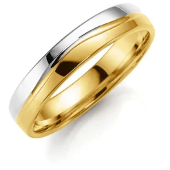 Gult/hvitt gull ring – 5 mm bredde