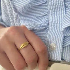 Heiring – Fjær ring i forgylt sølv, mini