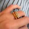 Heiring – Initials ring i forgyldt sølv