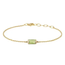 Heiring – Square armbånd i forgyldt sølv med grønn peridot