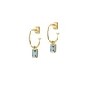 Heiring – Square pendant & creol i forgylt sølv med Swiss Blue Topas