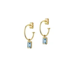 Heiring – Square pendant & creol i forgylt sølv med Swiss Blue Topas