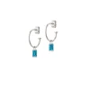 Heiring – Square pendant & creol i sølv med Swiss Blue Topas
