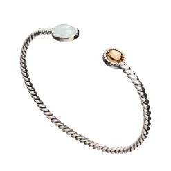 Huldresølv – Tvunnet armring i sølv – Aquamarin
