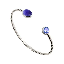 Huldresølv – Tvunnet armring i sølv – Tanzanite