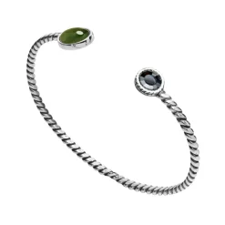 Huldresølv – Tvunnet armring i sølv – Jade