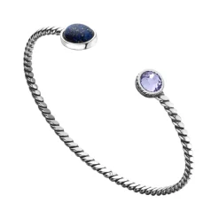 Huldresølv – Tvunnet armring i sølv – Lapis lazuli