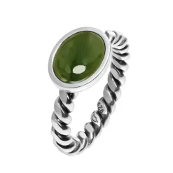 Huldresølv – Tvunnet sølvring – Jade
