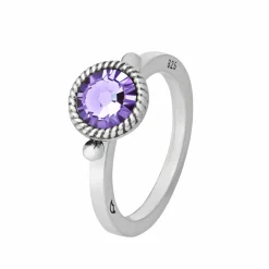 Huldreverket – Glittertind ring i sølv med krystall – Velg farge i menyen