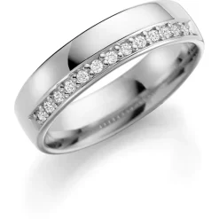 Hvitt gull ring – 5 mm bredde 13×0,01 ct H/SI