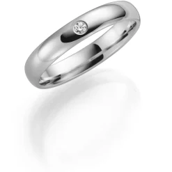 Hvitt gull ring – 3,5 mm bredde 1×0,03 ct H/SI
