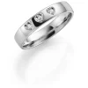 Hvitt gull ring – 4 mm bredde m/ 3x 0,03 ct H-Si diamanter