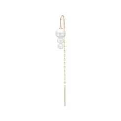 Julie Sandlau – Eden Chain Earring White Pearl – 14k gult gull