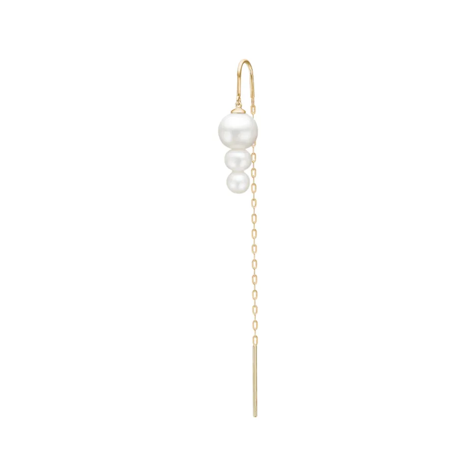 Julie Sandlau – Eden Chain Earring White Pearl – 14k gult gull