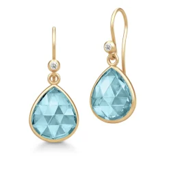 Julie Sandlau – Lea ørepynt i forgylt sølv – Aqua Blue