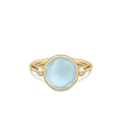 Julie Sandlau – Prime ring i forgyldt sølv – Milky Aqua