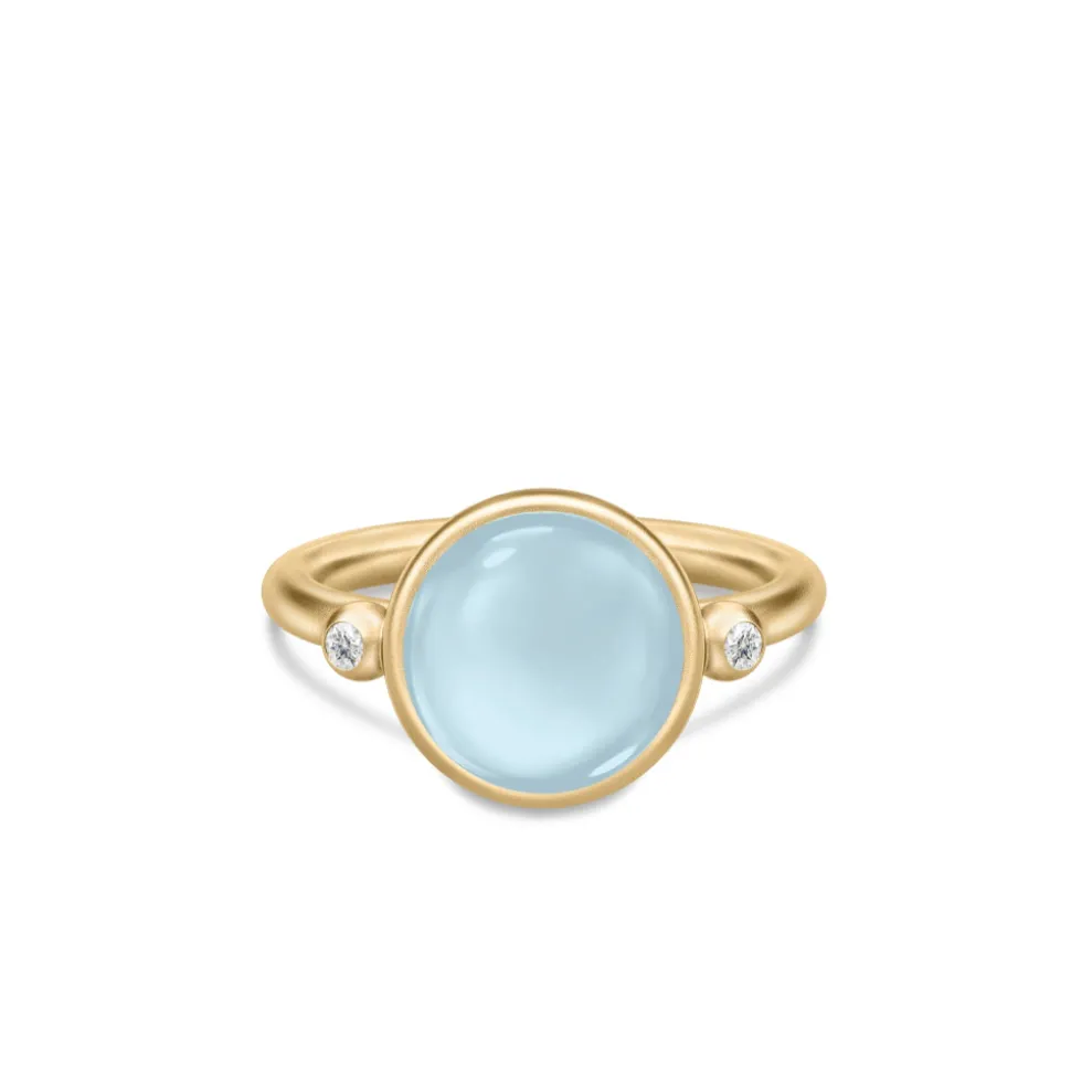 Julie Sandlau – Prime ring i forgyldt sølv – Milky Aqua
