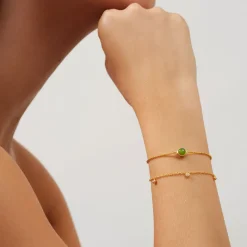 Julie Sandlau – Primini armbånd i 22k forgylt sølv – Mosegrønn
