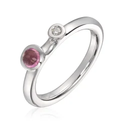 Lene Visholm – Ring Hvitt Gull Med Rosa Turmalin Og Diamant
