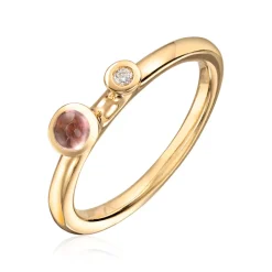 Lene Visholm – Ring I Gult Gull Med rosa Turmalin Og Diamant