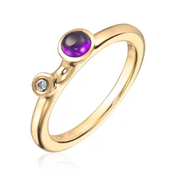 Lene Visholm – Ring I Gult Gull Med Ametyst Og Diamant