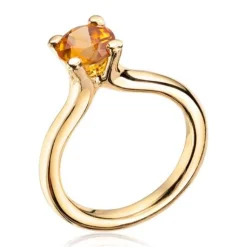 Lene Visholm – Ring I Gult Gull Med Citrin