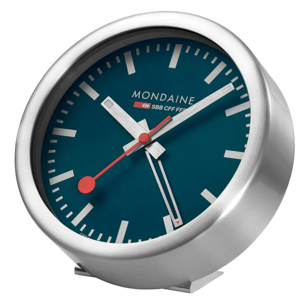 Mondaine – Bordklokke Sølv / Blå 12,5 cm