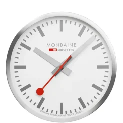 Mondaine – Veggklokke 25 cm sølvfarget