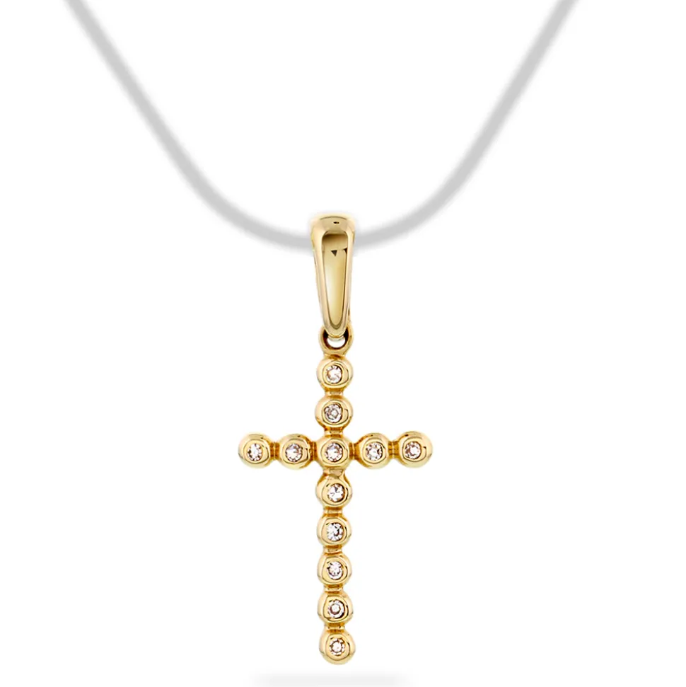 NC Christophersen – Anheng i gull – Kors med diamant 0,03 ct WP